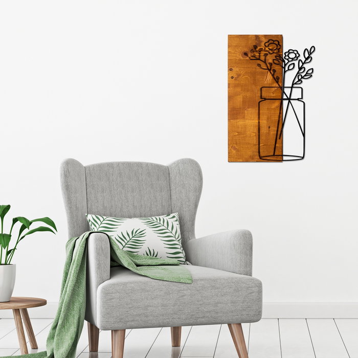 Wallity Cicek1 Accesorio Decorativo de Pared en Nogal y Negro